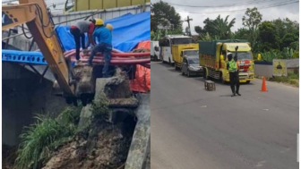 Jembatan Pamuruyan Ambruk, Jalur Sukabumi-Bogor Terancam Tutup Total