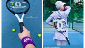 Tak Mau Kalah Saing dari Luna Maya, Syahrini Ikut-ikutan Main Tennis : Gerakannya Salah Fatal!