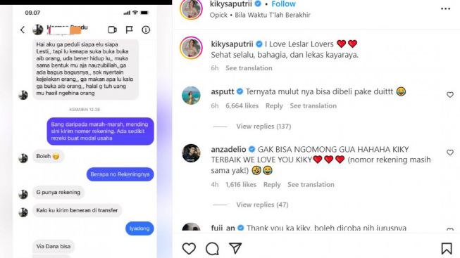 Kiky Saputri Bagi-bagi Uang ke Fans Lesti Kejora dan Rizky Billar yang Menghinanya