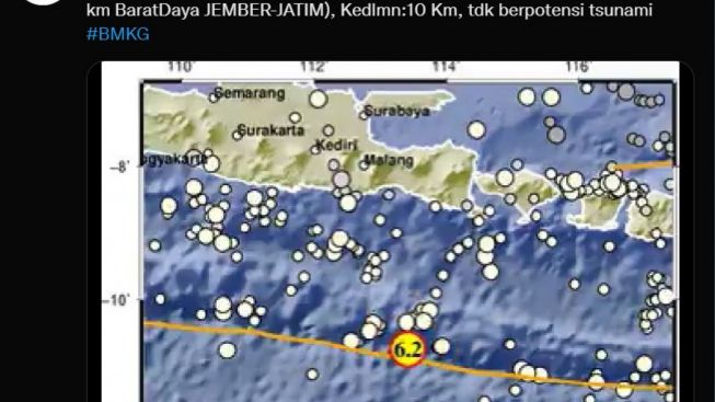 Gempa Berkekuatan Mag 6,2 Guncang Malang dan Jember, Ada Gempa Susulan