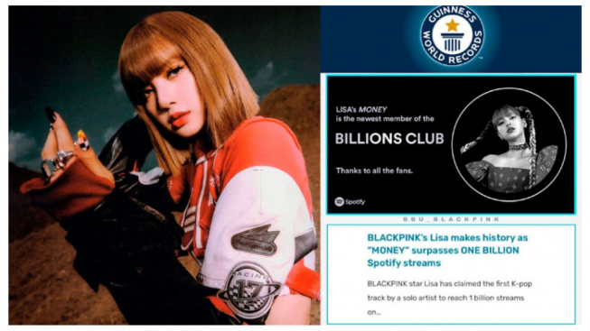 Lisa BLACKPINK Dapat Guinness World Record Untuk Lagu MONEY di Spotify