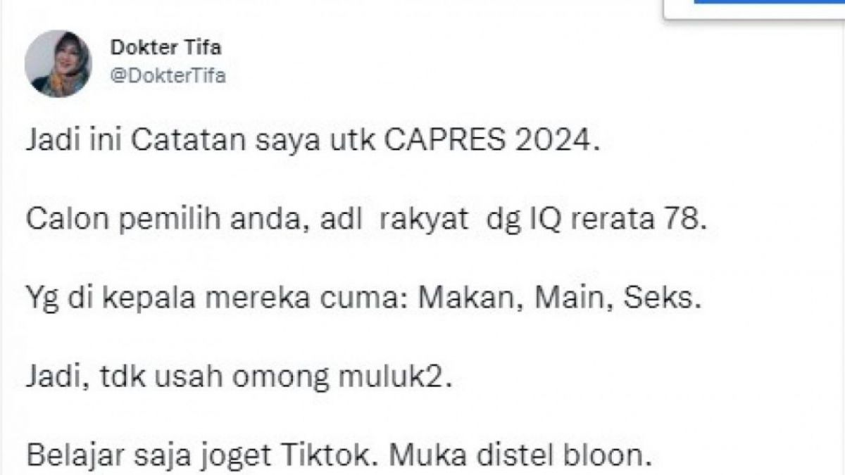 Cuitan dokter Tifa [twitter.com/DokterTifa/]