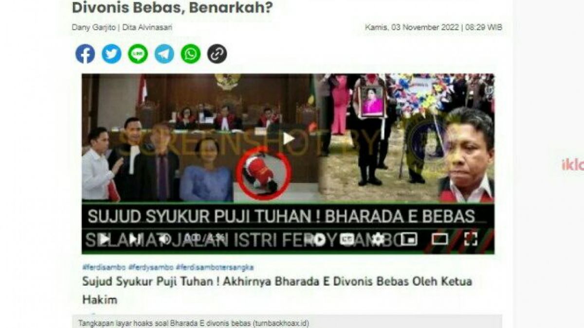 Hoaks  Richard Eliezer bebas [Turnbackhoax.id]