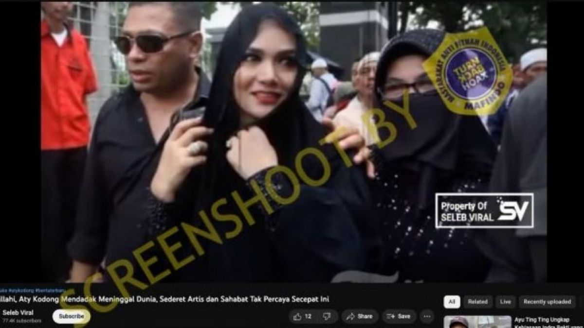 Konten yang bernarasi penyanyi Aty Kodong meninggal dunia [Foto tangkapan layar: Turnbackhoax.id]