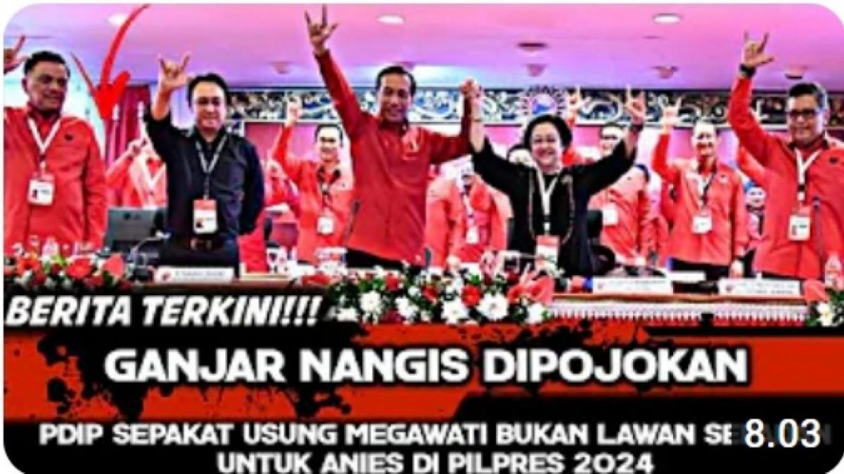 Tangkap layar unggahan dengan klaim PDIP sepakat usung Megawati untuk lawan Anies dalam Pilpres 2024 [YouTube/KABAR PENA]