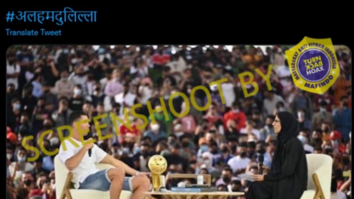 Cuitan dengan narasi Christiano Ronaldo mengaku cinta Islam. [Turnbackhoax.id]