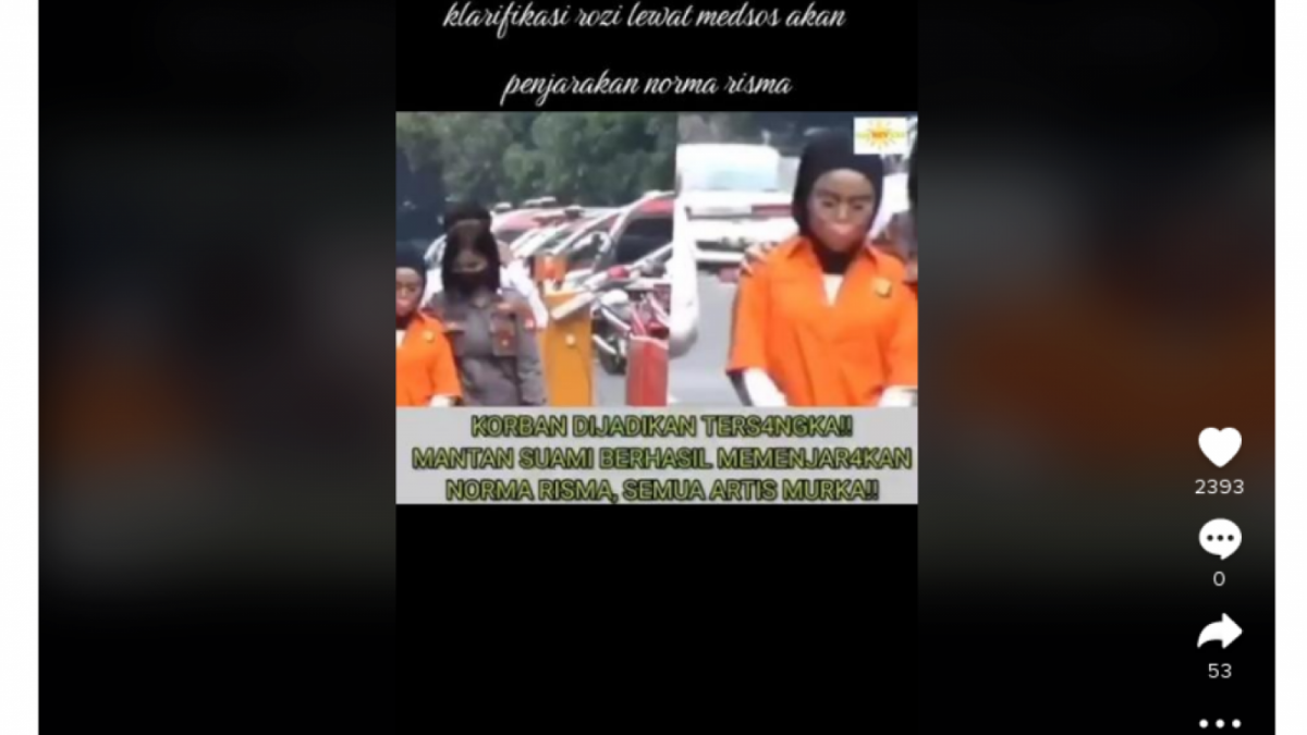 CEK FAKTA: Norma Risma Akhirnya Dipenjarakan Mantan Suami, Semua Artis Murka Gegara Korban Jadi Tersangka, Benarkah? [Turnbackhoax.id]