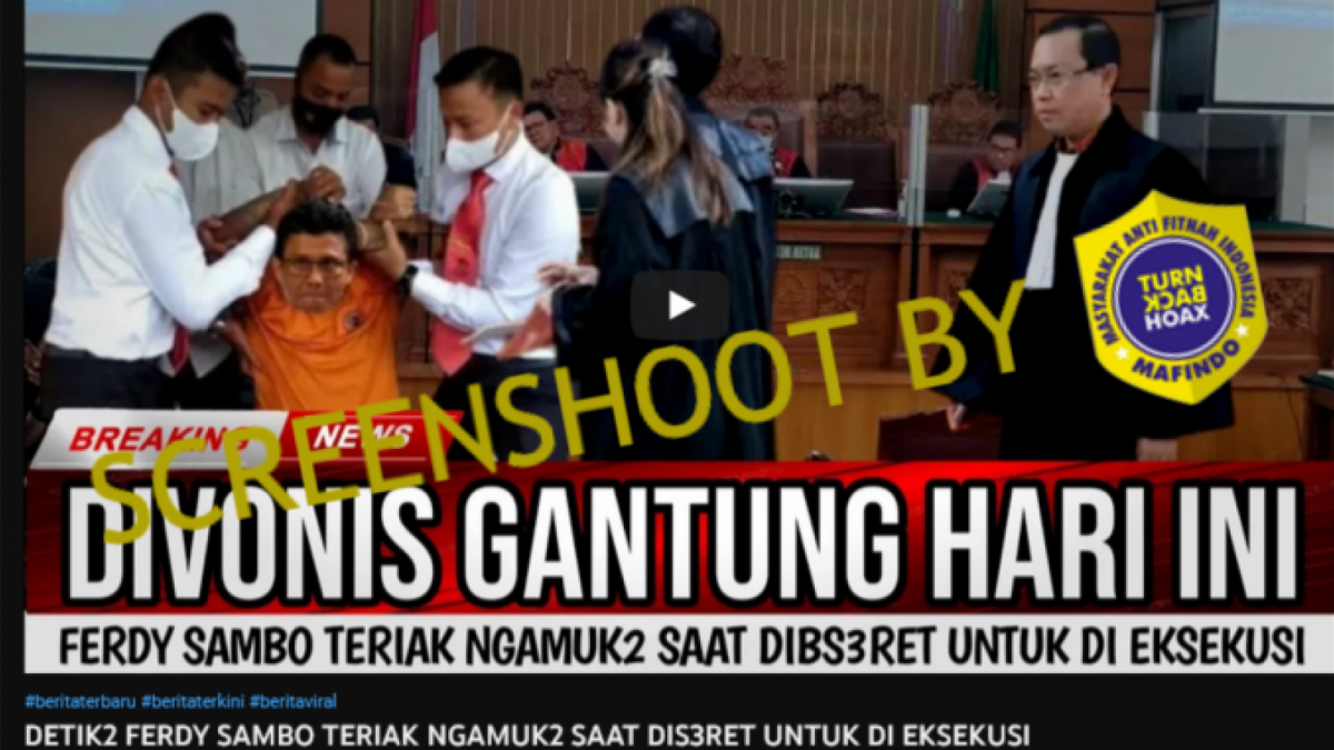 CEK FAKTA: Ferdy Ferdy Sambo Teriak dan Ngamuk-ngamuk Saat Diseret Jalani Eskekusi, Benarkah? [Turnbackhoax.id]