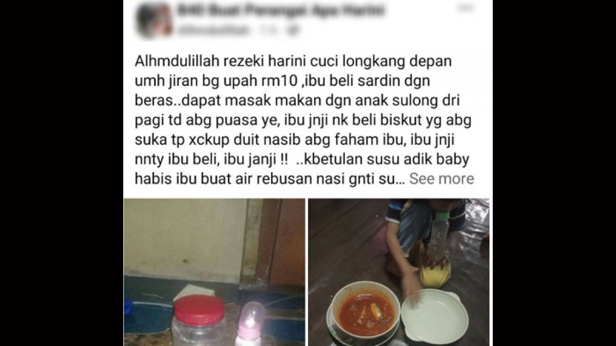 Ibu tak punya uang beli susu anaknya. [Facebook/MStar]