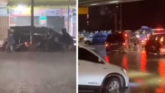 Banjir Genangi Jalanan Pekanbaru, Sebabkan Macet hingga Banyak Motor Mogok