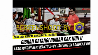 CEK FAKTA: Gibran Rakabuming Marah hingga Obrak-abrik Rumah Cak Nun, Buntut Sebut Jokowi Fir'aun, Benarkah?