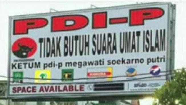 CEK FAKTA: Geger Baliho PDIP Bertuliskan Tidak Butuh Suara Umat Islam