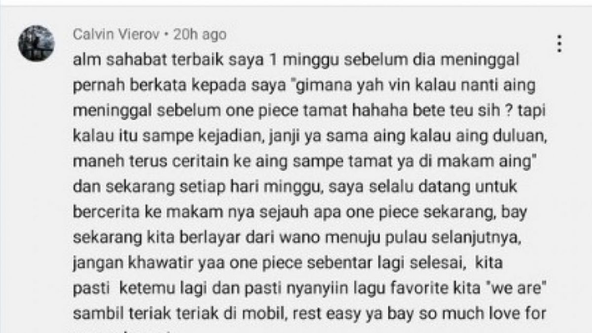 Sahabat meninggal sebelum one piece tamat [twitter.com/hylianppl]
