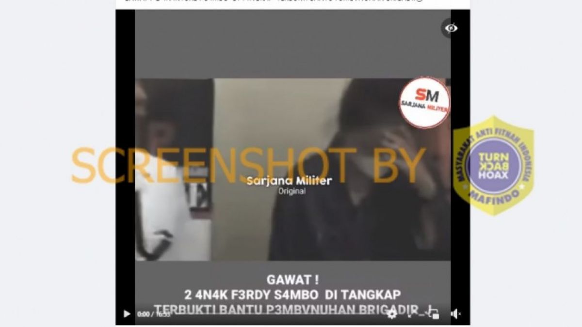 Video yang dinarasikan berisi momen penangkapan anak Ferdy Sambo (turnbackhoax)