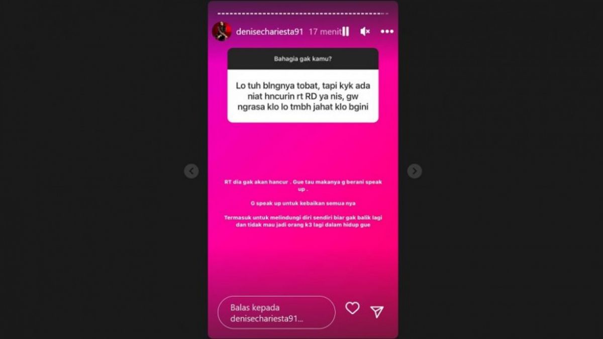 Denise Chariesta yakin rumah tangga RD baik-baik saja (Instagram/@denisechariesta91)