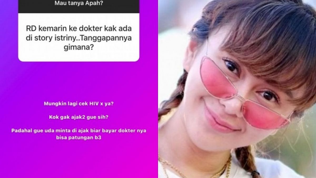 Postingan Denise Chariesta menjawab pertanyaan publik saat Regi Datau pergi ke dokter didampingi oleh istrinya, Ayu Dewi. [Instagram @denisechariesta]