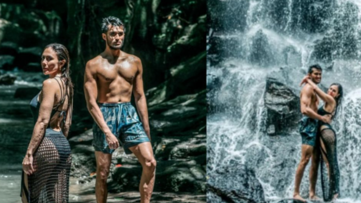 Foto Wulan Guritno dan Sabda Ahessa kenakan bikini di air terjun [https://fresh.suara.com/]
