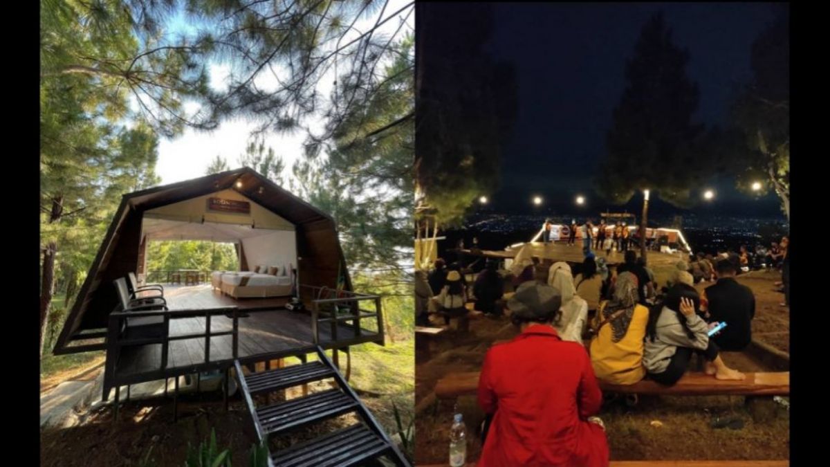 Bukit Lintang Sewu di siang dan malam hari (instagram.com/bukitlintangsewu)
