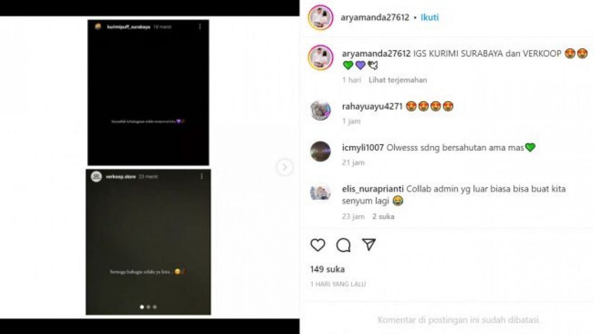 Arya Saloka dan Amanda Manopo diduga saling balas pesan via medsos akun bisnisnya [(Instagram/@aryamanda27612)]