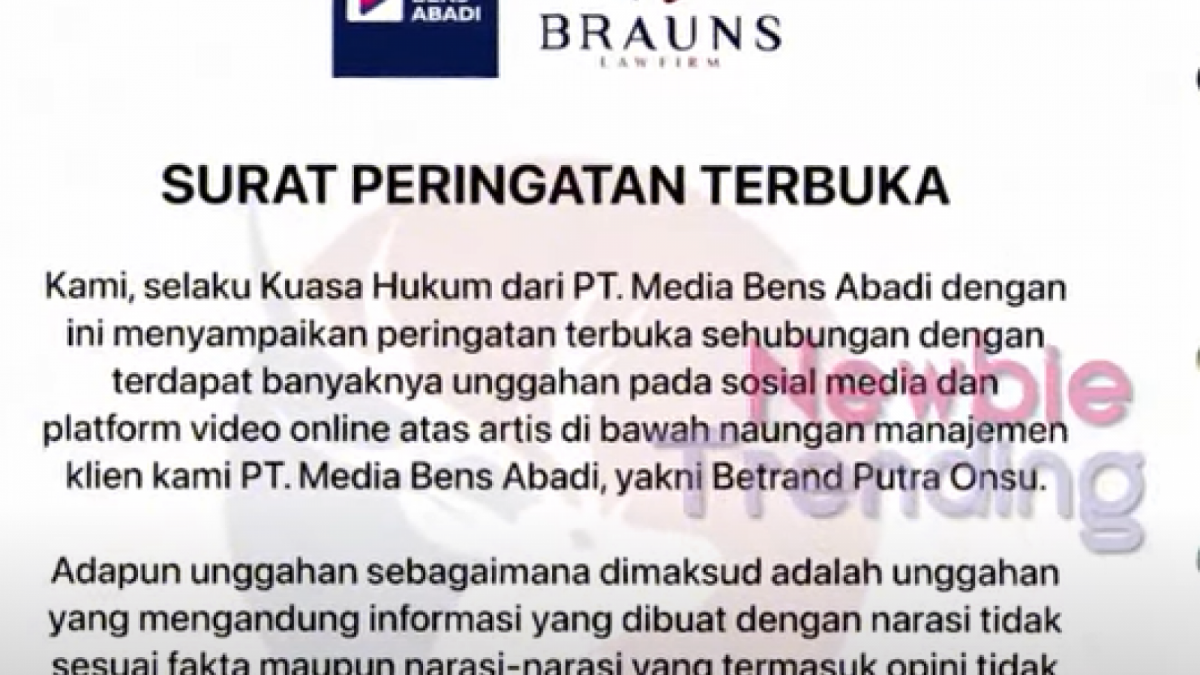 Surat Terbuka dari Ruben Onsu untuk platform media yang sering sudutkan Betrand Peto tanpa ada fakta - fakta yang real [Sumber : Youtube]