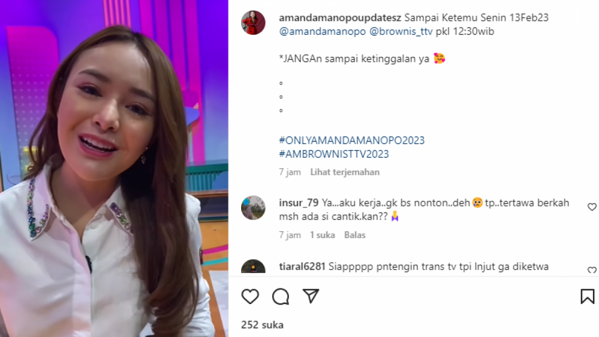 Tangkap layar Instagram @Amandamanopoupdate [Instagram @Amandamanopoupdate]