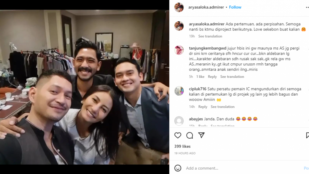 Tangkap layar instagram Arya Saloka, Natsaha Dewanti, Iqbal, Evan Sanders Pemain Ikatan Cinta [Instagram]