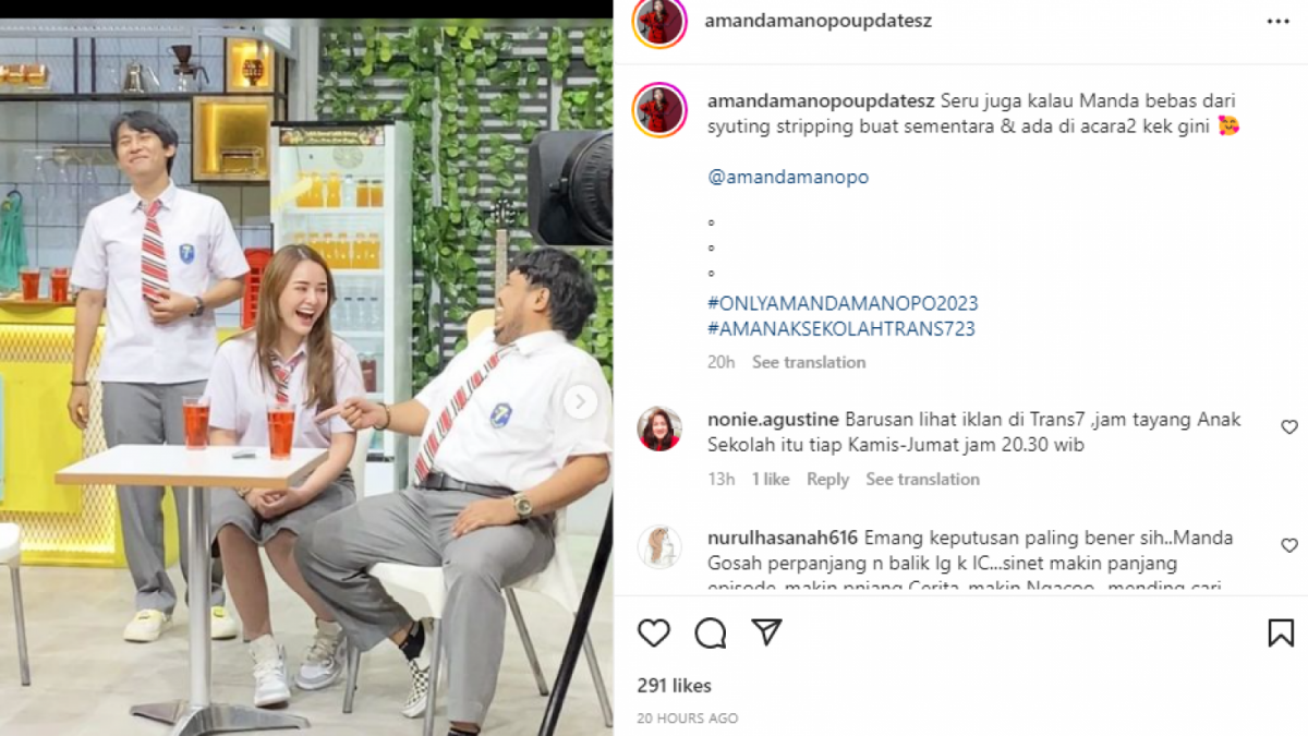 Amanda Manopo di Acara TV Anak Sekolah Trans7 [Tangkap Layar Instagram @amandamanopoupdatez]