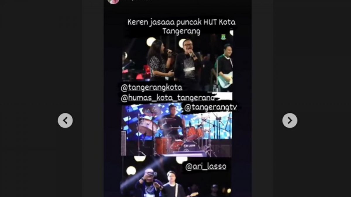 Dok. InstaStory Ari Lasso tengah konser dalam acara HUT Kota Tangerang. [Instagram. @ari_lasso.]