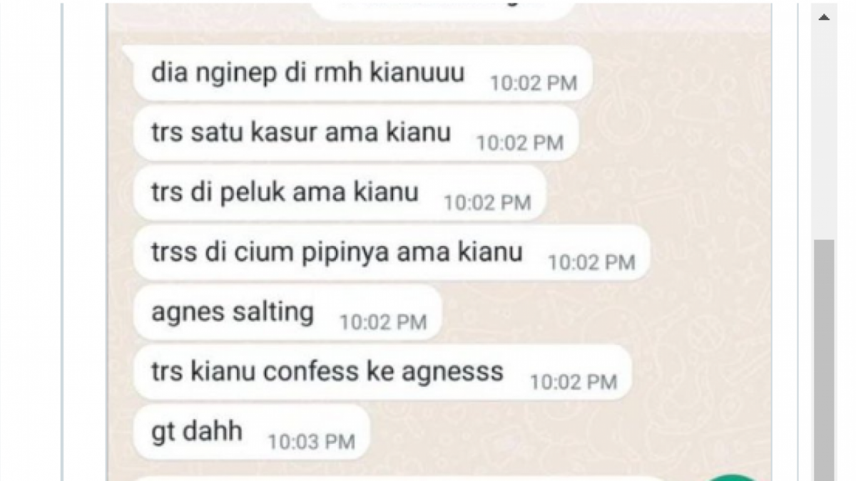 Diduga chattinan WA Teman David yang melapor kepada David soal perselingkuhan Agnes Pacar Mario Dandy [Tnagkap layar twitter @lenterabangsa,]