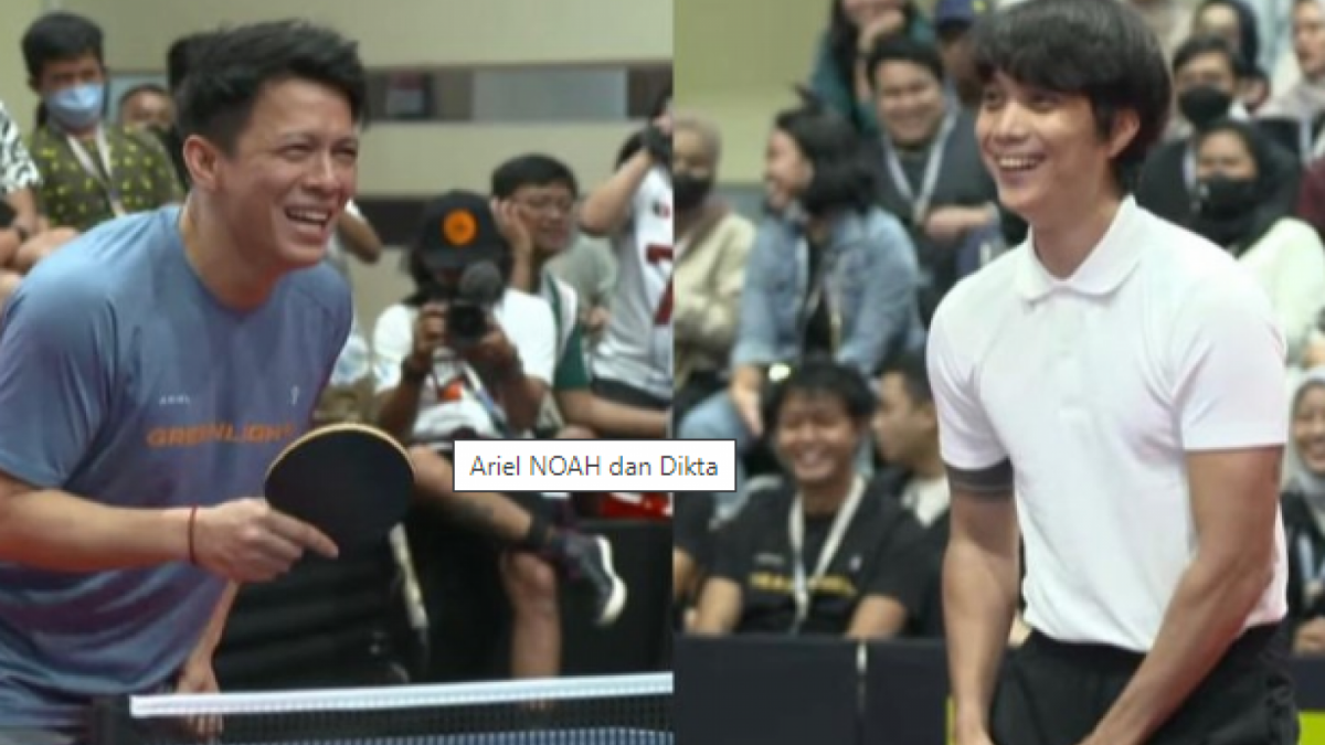 Ariel Noah dan Dikta saat Bermain Tenis Meja [Tnagkap Layar Youtube]