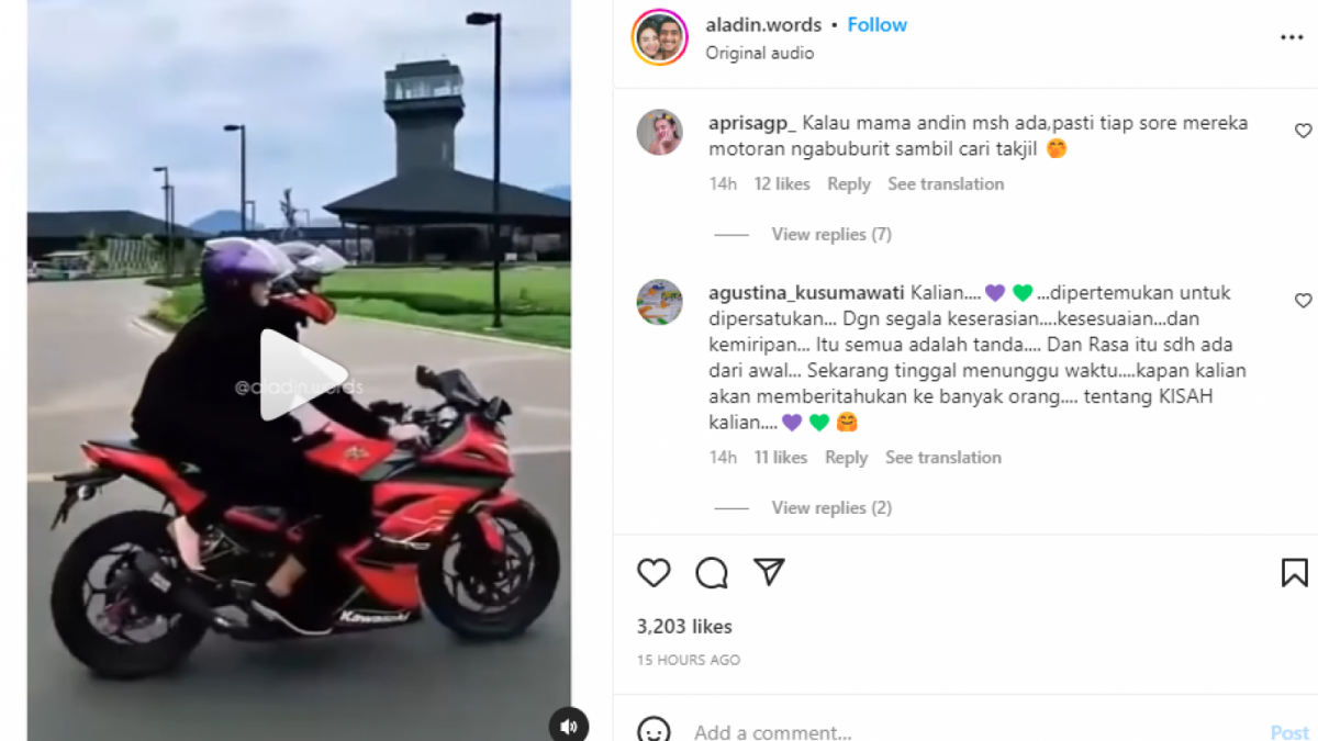 Momen Aldebaran dan Andin Boncengan Pakai Motor di Sinetron Ikatan Cinta [Tangkap Layar di Instagram]