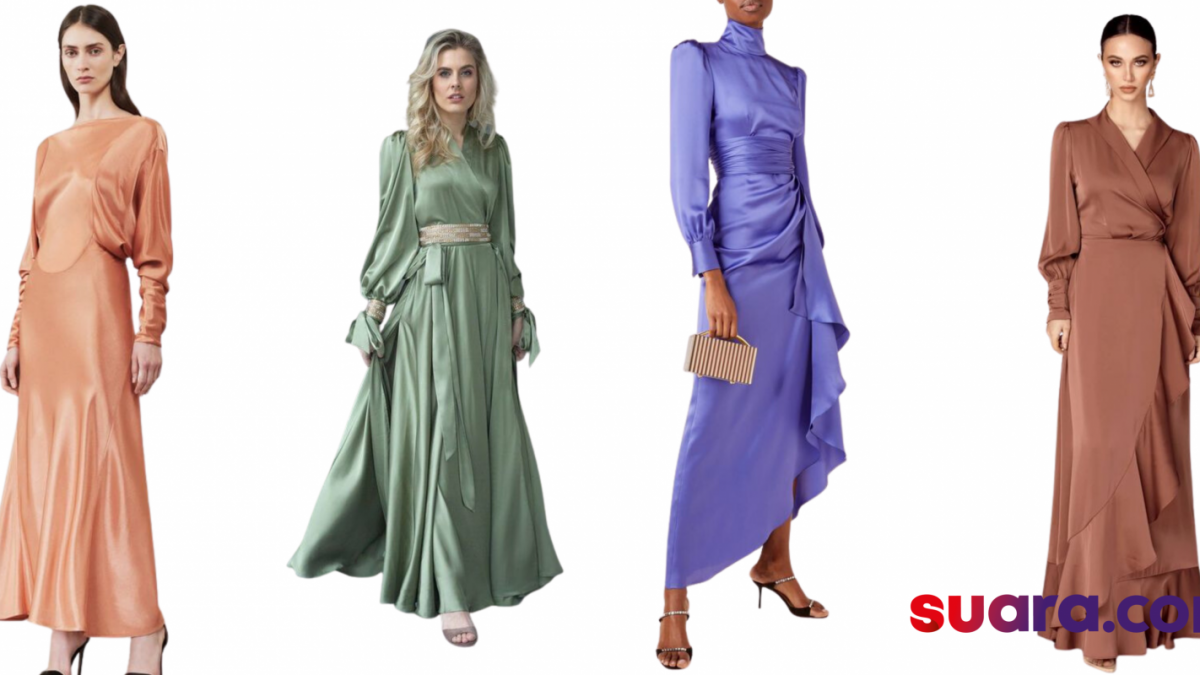 Dress Satin Hijab untuk Lebaran 2023 [pinterest.com]