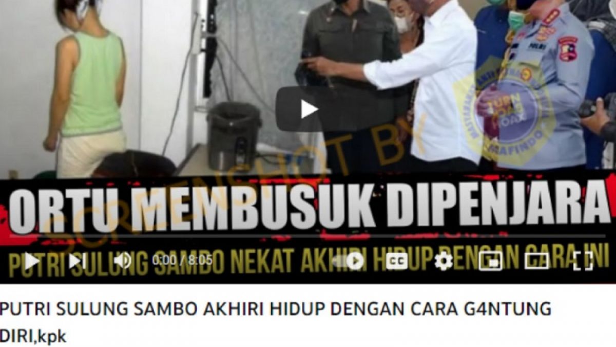 Kabar hoax dengan klaim putri sulung Ferdy Sambo akhiri hidup dengan cara tak wajar. [YouTube.]