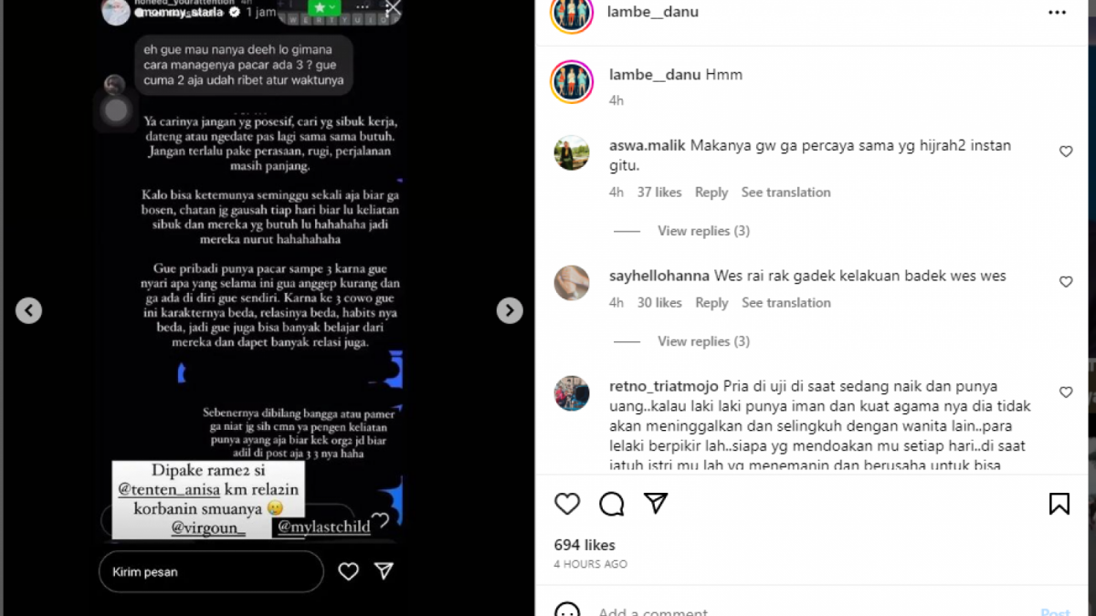 Unggahan Instagram Story Istri Virgoun [Tangkap Layar Instagram]