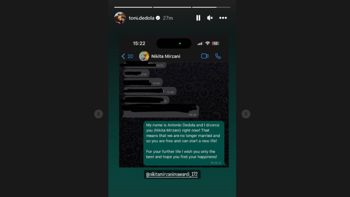 Antonio Dedola Ceraikan Nikita Mirzani Lewat Whatsapp [Tangkap Layar Instagram @toni.dedola]