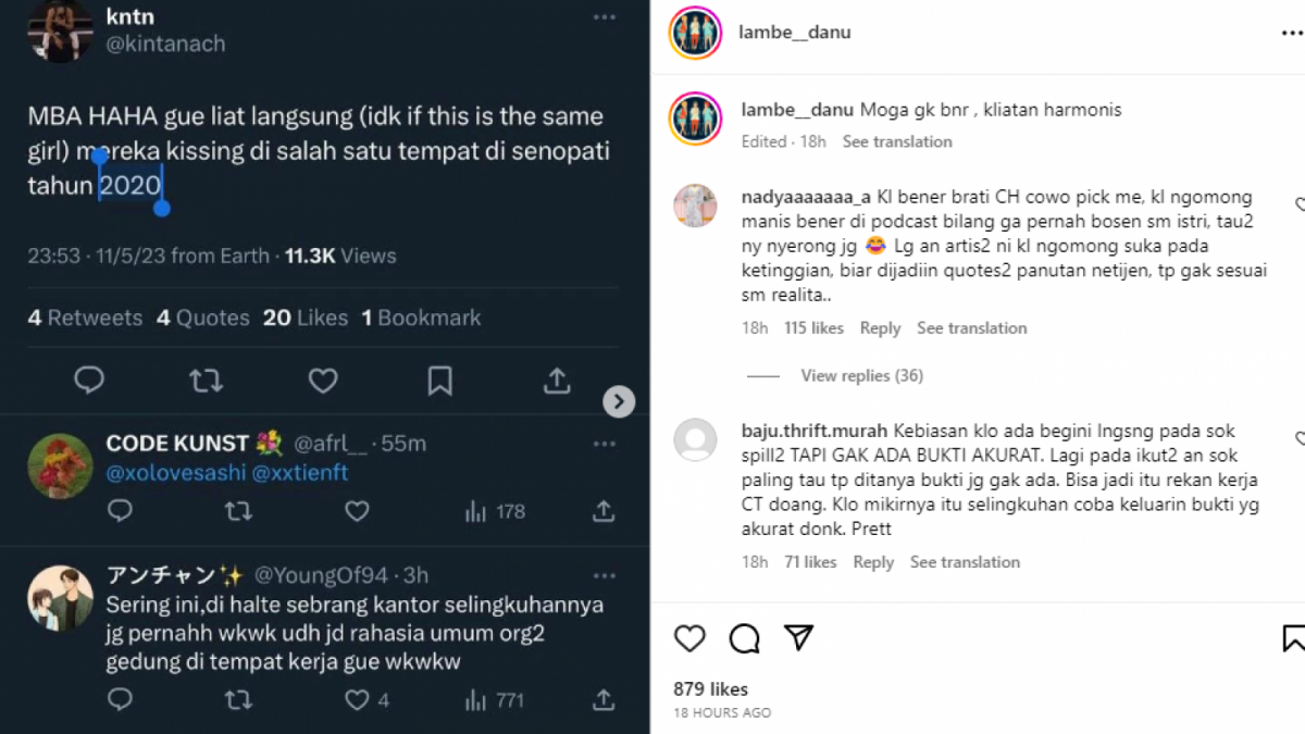 Inisial HAHA Diduga Hana Hanifah Jadi Selingkuhan Christian Sugiono [Tangkap Layar Instagram]