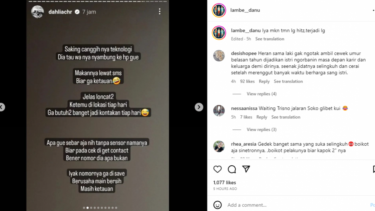 Dahlia Poland Beberkan Bukti Baru Tentang Perselingkuhan Fandy Christian dan Andi Annisa [Tnagkap Layar Instagram]