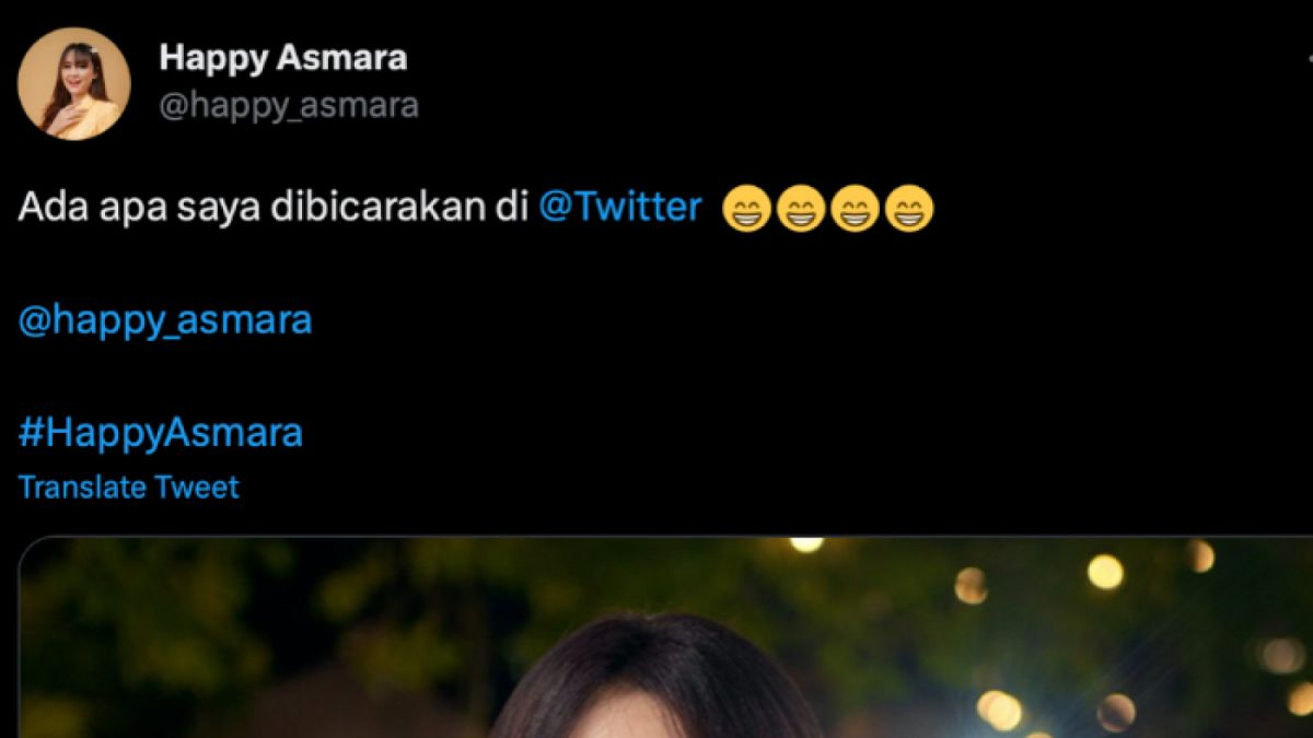 Tangkapan layar cuitan Happy Asmara [Twitter/@happy_asmara]