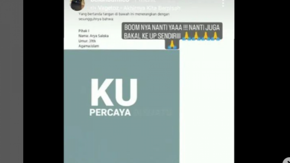 Beredar Surat Cerai Diduga Milik Arya Saloka [Tangkap Layar Instagram]