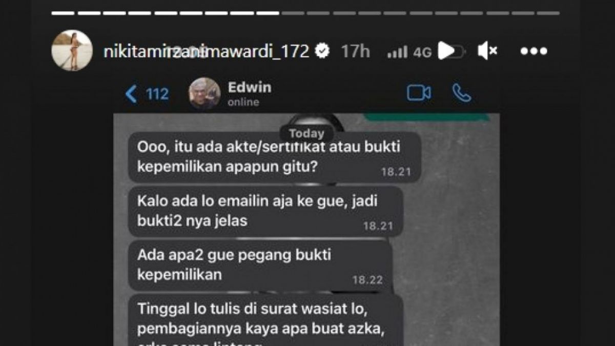 Nikita Mirzani tidak memasukkan Lolly sebagai ahli waris (Instagram)