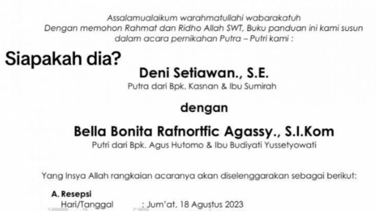 Undangan Ngunduh Mantu Denny Caknan dan Bella Bonita [Tangkap Layar TikTok]