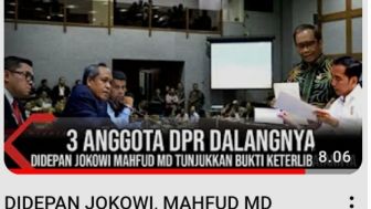 CEK FAKTA: Di Depan Jokowi Mahfud MD Tunjuk Tiga Nama DPR yang Terlibat Pencucian Uang, Benarkah?