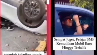 Viral! Selebrasi Bocil Berujung Tragedi, Pelajar SMP Diduga Tak Mahir Mengendarai Mobil Hingga Terbalik