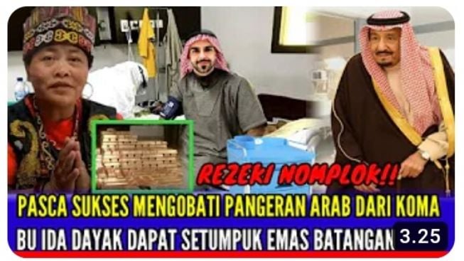 CEK FAKTA: Sukses Obati Pangeran Arab dari Koma Ibu Ida Dayak Dapat Emas Batangan, Benarkah?