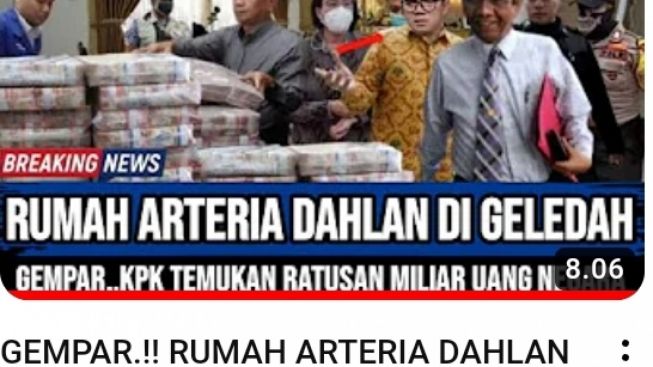 CEK FAKTA: Gempar! Rumah Arteria Dahlan Digeledah dan KPK Temukan Ratusan Miliar, Benarkah?