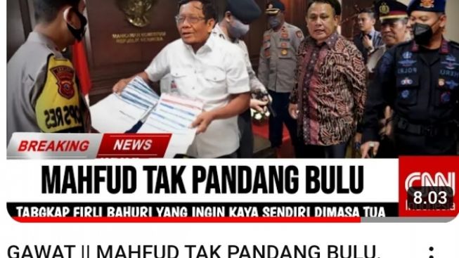 CEK FAKTA: Tak Pandang Bulu Mahfud MD Tangkap Firli Bahuri Karena Kasus Ini, Benarkah?