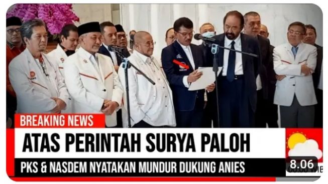 CEK FAKTA: Diperintah Surya Paloh PKS dan NasDem Nyatakan Mundur Dukung Anies Baswedan, Benarkah?