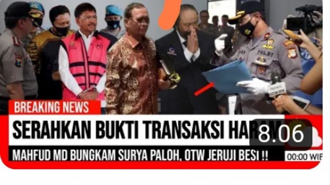 CEK FAKTA: Serahkan Bukti Transaksi Dana Haram NasDem, Mahfud MD Bungkam Surya Paloh, Benarkah?