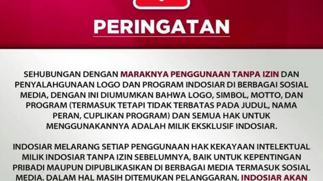 Diisukan Ngambek dan Gaada yang Nonton, Indosiar Ambil Tindak Tegas Bagi yang Menggunakan Logo Tanpa Izin