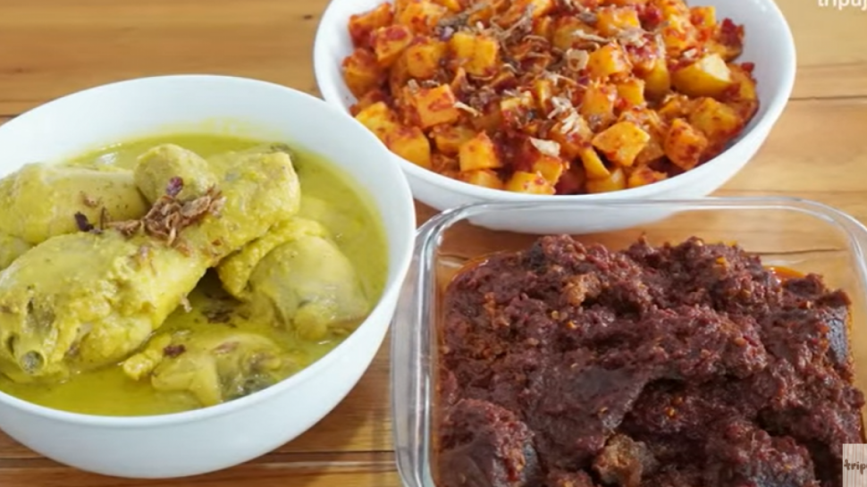 Masakan Spesial Lebaran Enak Opor Ayam Rendang Dan Sambal Goreng